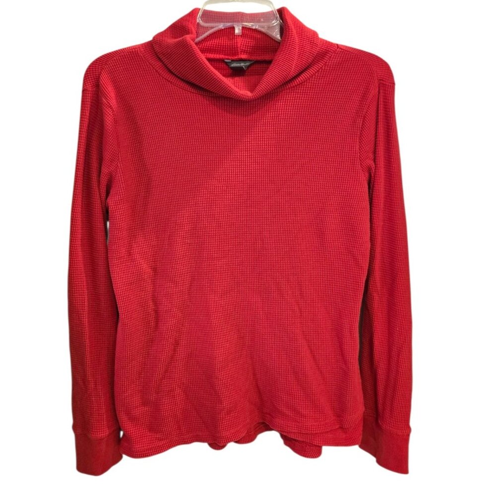 Eddie Bauer Thermal Mock Turtleneck Long Sleeve Tulip Hem Size Large
